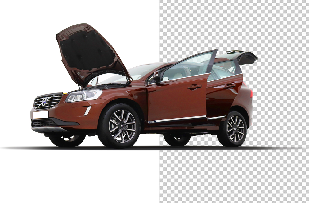 Complex clipping path service removing background from a car